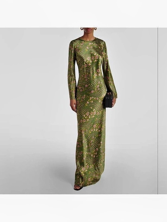 Veronica Beard Dresses & Skirts - NWOT Veronica Beard Gemma Silk-Blend Satin Maxi Dress Green & Pink Medium